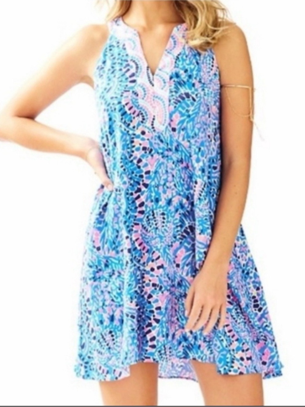 EUC Lilly Pulitzer Achelle Swing Dress in Multi Tic Tac Tile Size XS